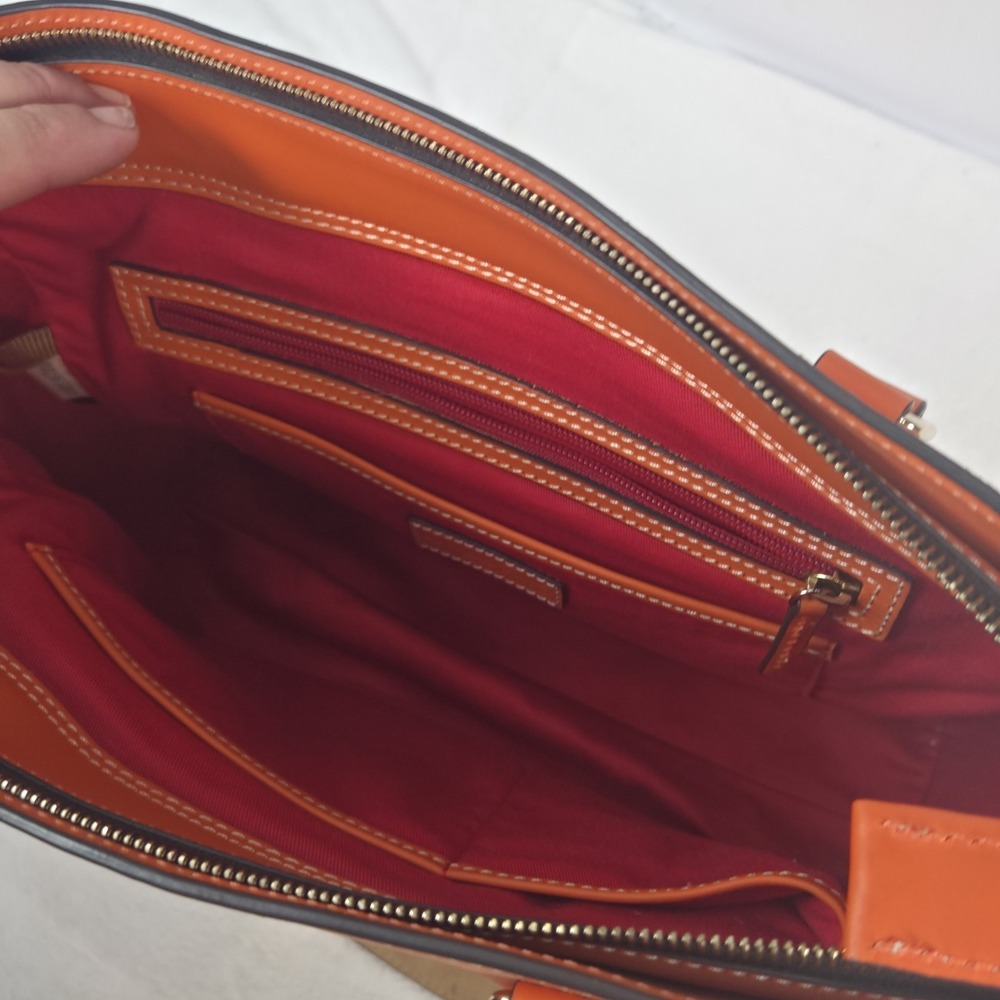 Dooney & Bourke "MILA" Pumpkin Color/Large Leather Tote Bag With Dust Cover - Picture 16 of 16